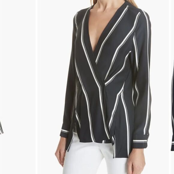 rag & bone Debbie Stripe Silk Blouse size XXS - Picture 4 of 12